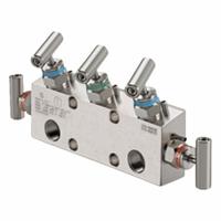 HAM-LET Five-Way Valve: Stainless Steel, 1/2" FNPT, 1/2" FNPT, 6,000 psi Pressure, PTFE, 1/4" FNPT (MPN M-50A-10-8N-SS-T-T). Key specifications — Brand: HAM-LET; Drain: 1/4" FNPT; Inlet Connection: 1/2" FNPT; Outlet Connection: 1/2" FNPT.