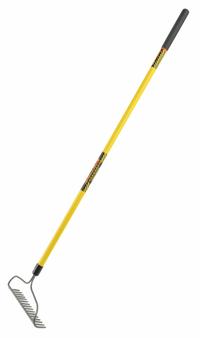 SEYMOUR MIDWEST Bow Rake: Steel, Fiberglass Handle, Straight Handle Type, 60 in Handle Lg (MPN 42366GRA). Key specifications — Tine Material: Steel.