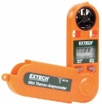 EXTECH Anemometer: 20 fpm Air Velocity Resolution, Rotating Vane, Air Velocity/Temp, Under 100 fpm (MPN 45118). Key specifications — Vane Material: Plastic; Data Logging: No; Manufacturer Part Number: 45118; Brand: EXTECH; Temperature Accuracy: +/-1.8°F; Digital Display Screen Type: LCD; Display Type: Digital; Includes: Lanyard.