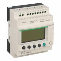 SCHNEIDER ELECTRIC Compact Smart Relay: (4) Analog/(8) Discrete, (4) Relay, 24V AC : 24V DC (MPN SR2B121BD). Key specifications — Brand: SCHNEIDER; Clock Included: Clock Included; Number and Type of Inputs: (4) Analog; Number and Type of Outputs: (4) Relay.