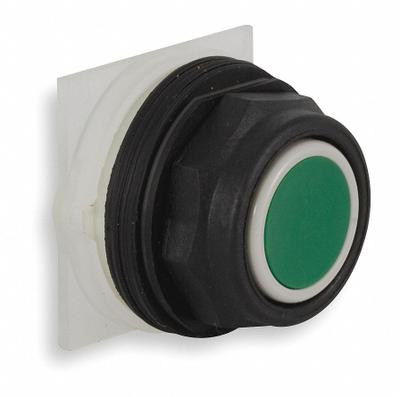 SCHNEIDER Flush Push Button: Green, 30 mm Mounting Size, Non-Metallic - Flush-Mount & Recessed Push-Button Operators