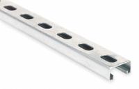 Strut Channel - Slotted: Steel, Pre-Galvanized, 14 ga Gauge, 20 ft Overall Lg, Silver (MPN B1400HS 20PG). Key specifications — Material: Steel; Color: Silver; Finish: Pre-Galvanized; Hole Size: 9/16 in x 1-1/8 in; Hole Spacing: 2 in Center to Center; Slot Type: Slotted; Brand: SUPERSTRUT.