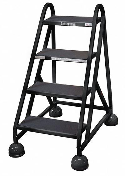 COTTERMAN Rolling Ladder: 3 ft Platform Ht, Assembled, Steel, Wt-Actuated Auto-Lock - Steel Ultra-Stable Weight-Actuated Ladders