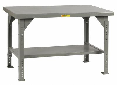 LITTLE GIANT Workbench: Adj Ht, Steel, 36 in x 30 in, 10,000 lb Overall Load Capacity - Workbenches with Lower Shelves