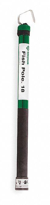 GREENLEE Telescoping Fish Stick: Clip, 2 in Rod Dia, 27 in to 18 ft, Single Hook End, 18 ft (MPN FP18). Key specifications — attr510723: 27 in to 18 ft; attr546655: 18 ft; attr514943: Clip; attr510732: Telescoping Pole; attr424188: GREENLEE.