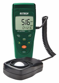 EXTECH Light Meter: Carrying Case/Protective Sensor Cover, ±3% Light Level Accuracy, LCD, Included (MPN LT45-NISTL). Key specifications — Brand: EXTECH; Light Level Accuracy: ±3%; Digital Display Screen Type: LCD; Includes: Protective Sensor Cover; Lights Tested: LED; Certificate of Calibration: Included.