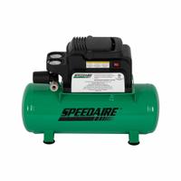 SPEEDAIRE Air Compressor: Oil Free, 2 gal, Hot Dog, 0.33 hp, 0.6 cfm @ 90 psi, 120 VAC, 3 A (MPN 787U82). Key specifications — attr48686: Oil Free; attr48685: 120 VAC; attr48689: 0.5 cfm; attr48678: 3 A; attr48671: SPEEDAIRE; attr124308: Standard (75 dBA or more).