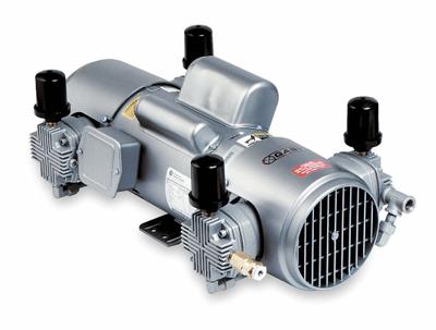 GAST Piston Air Compressor: 2 hp, 1 Phase, 115/230V AC, 100 psi Max Continuous Pressure - Reciprocating Piston Compressor/Vacuum Pumps