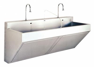 SCRUB-WARE Scrub Sink: 2 Stations, 26 in Overall Ht, 60 in Overall Lg, 23 in Overall Wd - Two-Station Hospital Sinks with Faucets
