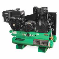 SPEEDAIRE Stationary Air Compressor/Generator: 2 Stage, 14 hp Engine, Mi-T-M, 15.7 cfm, Twin Stack (MPN AG2-SM14-08GE). Key specifications — attr50933: Mi-T-M; attr86530: Electric; attr50934: SPEEDAIRE.
