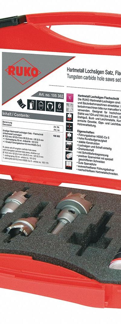 ROTHENBERGER Hole Saw Kit: 6 Pieces - Multi-Material-Cutting Hole Saw Kits