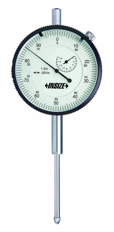 INSIZE Dial Indicator - Lug Back: 0 in to 1.5 in, Inch, Plunger - Continuous Reading Back Lug Dial Indicators