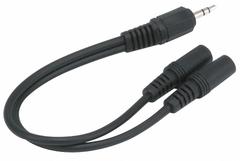 MONOPRICE Audio Splitter: (1) 3.5 mm Stereo Male x (2) 3.5 mm Stereo Female Splitter, Black (MPN 667). Key specifications — Product Type: Audio Splitter; Manufacturer Part Number: 667; Brand: MONOPRICE; End 1 Connection Type: 3.5 mm Stereo Male; End 2 Connection Type: 3.5 mm Stereo Female.