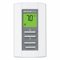 HONEYWELL HOME Line Voltage Thermostat: Heat Only, Heat-Off, 32° to 122°F, Push Button, 208/240 V AC (MPN TL7235A1003). Key specifications — Application: Heat Only; Key Features: Soundproofed for Quiet Operation; System Settings: Heat-Off; Switch Type/Action: DPST, Open on Rise; Temperature Control Range: 32° to 122°F; Stages: 1H; Voltage: 208/240 V AC; Brand: HONEYWELL HOME.