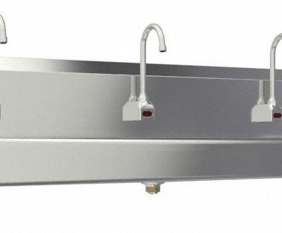 SANI-LAV Hands-Free Wash Station: 3 Stations - Three-Station Wall-Mounted Wash Stations with Faucets