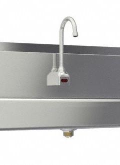 SANI-LAV Hands-Free Wash Station: 3 Stations, 5 in Bowl Dp, 65 in Bowl Lg, 16 1/2 in Bowl Wd, 16 ga (MPN 5A3A-0.5). Key specifications — Includes Side Splash: Side Splash Not Included; Series: Stainless Steel Wash-Station; Brand: SANI-LAV; Power Source: AC Powered.
