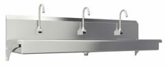 SANI-LAV Hands-Free Wash Station: 3 Stations, 5 in Bowl Dp, 65 in Bowl Lg, 16 1/2 in Bowl Wd, 16 ga (MPN 5A3A-0.5). Key specifications — Includes Side Splash: Side Splash Not Included; Series: Stainless Steel Wash-Station; Brand: SANI-LAV; Power Source: AC Powered.