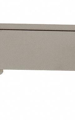 ECONOCO Rectangular Tubing Bracket: Single, 1 in Slot Spacing, 1/2 in Slot Lg, 1/8 in x 8 in x 3 in (MPN CR8). Key specifications — Product Type: Rectangular Tubing Bracket; Color: Silver; For Display Type: Single Slotted Standards; Material: Steel; Duty Rating: Heavy Duty; Brand: ECONOCO; Finish: Chrome; Mounting Type: Hanging.