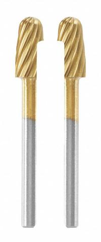 DREMEL Carving Bit: Titanium Nitride, Ball/Round, 1/4 in Head Wd, 1/8 in Shank Dia, Carving Bit (MPN 117HP). Key specifications — attr1097418: Ball; attr1097420: Titanium Nitride; attr1097427: DREMEL.
