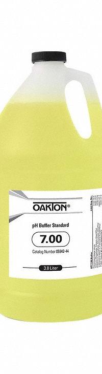 OAKTON Buffer - pH 7.00 - Yellow: ACS, 1 gal Volume, Liquid, pH 7.00, Plastic, Bottle, Solution, 1 (MPN 0594244). Key specifications — Brand: OAKTON; CAS Number: 547-58-0; Chemical Family Type: Solution; Chemical Grade: ACS; Concentration: pH 7.00; Container Material: Plastic; Container Type: Bottle; Form: Liquid.