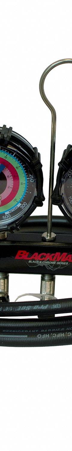 BLACKMAX Refrigerant Manifold Set: 2 Valves, 3 Hoses, Series Blackmax, 3 1/8 in Gauge (MPN MBA4P5EZ). Key specifications — Product Type: Manifold Gauge Set; For Refrigerant Type: R-454B; Brand: BLACKMAX; Gauge Boots: Yes; Sight Glass: No.