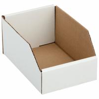 PACKAGING CORPORATION OF AMERICA Corrugated Shelf Bin: 9 in Overall Lg, 6 in x 4 1/2 in, White (MPN BIN 6-9). Key specifications — Brand: PACKAGING CORPORATION OF AMERICA; % Recycled Content: 30-45%; Manufacturer Part Number: BIN 6-9; Includes Dividers: Dividers Not Included; Electrostatic Discharge: Not Electrostatic Discharge Conductive.