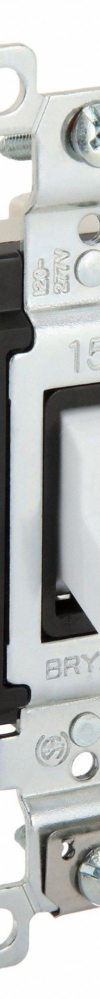 BRYANT Wall Switch: Toggle Switch, Double Pole, Maintained, White, 120/277V AC, 15 A (MPN 4802W). Key specifications — Illuminated: No; Voltage Rating: 120/277V AC.