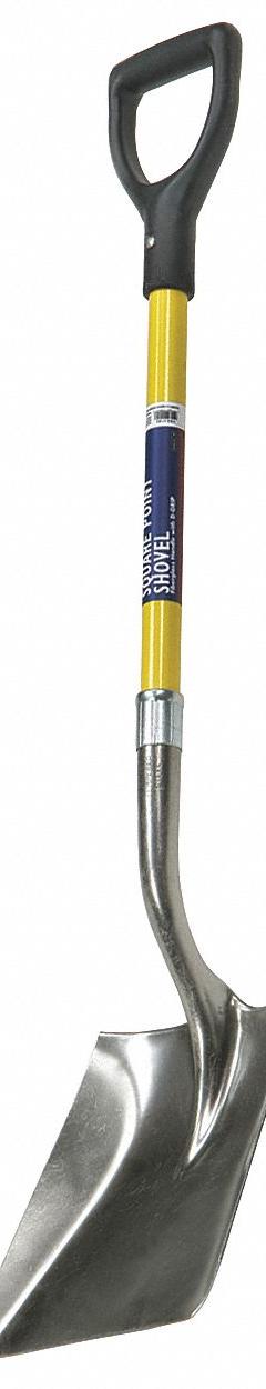 ABILITY ONE Square Point Shovel: Square Point, Steel, #2 Blade Size, 9 1/2 in Blade Wd, 14 ga Gauge (MPN 5120-01-611-8056). Key specifications — attr979006: Steel; attr979016: Scoop Shovel; attr987921: #2; attr979009: ABILITY ONE; attr979010: Yellow.