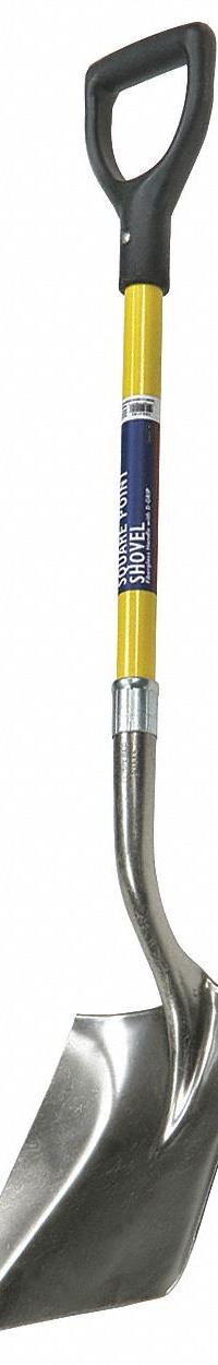 ABILITY ONE Square Point Shovel: Square Point, Steel, #2 Blade Size, 9 1/2 in Blade Wd, 14 ga Gauge (MPN 5120-01-611-8056). Key specifications — attr979006: Steel; attr979016: Scoop Shovel; attr987921: #2; attr979009: ABILITY ONE; attr979010: Yellow.