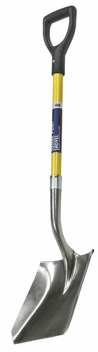 ABILITY ONE Square Point Shovel: Square Point, Steel, #2 Blade Size, 9 1/2 in Blade Wd, 14 ga Gauge (MPN 5120-01-611-8056). Key specifications — attr979006: Steel; attr979016: Scoop Shovel; attr987921: #2; attr979009: ABILITY ONE; attr979010: Yellow.