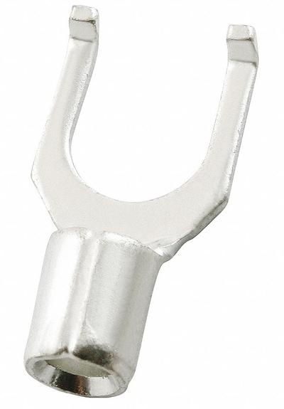 GRAINGER Fork Terminals: Bare, #6 Stud Size, 12 AWG – 10 AWG Wire Range, Flanged Fork - Non-Insulated Fork Terminals