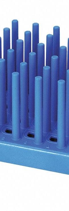 Tube Rack: 4 1/8 in Overall Wd, 2 1/8 in Overall Ht, 7 3/8 in Overall Lg, Polypropylene, Blue (MPN HS24311B). Key specifications — Material: Polypropylene; Mounting Location: Benchtop; Color: Blue; Product Type: Test Tube Rack; Total Holding Capacity: (50) Wells; Brand: HEATHROW SCIENTIFIC.