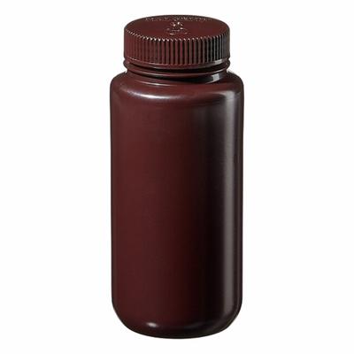 NALGENE Laboratory Bottle: HDPE, 500 mL, 16 fl oz, Closure Included, Amber, 53 mm - HDPE Wide Mouth Round Lab Bottles