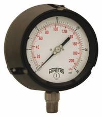 WINTERS Process Pressure Gauge: 0 psi to 30 psi, White, 4 1/2 in Dial, 1/2 in NPT Male, Bottom, PPC (MPN PPC5062-SG45). Key specifications — Brand: WINTERS; Pointer Color: Black; Accuracy: ±0.5%; Dial Color: White; Gauge Wetted Parts: Stainless Steel; Case Material: Phenolic; Vibration Resistance Properties: Field-Fillable; Pressure Range: 0 psi to 30 psi.