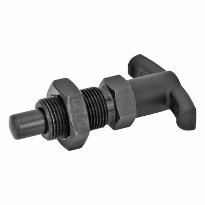 JW WINCO Indexing Plungers with T-Handle: Nonlocking, Steel Body & Plunger - Nonlocking T-Handle Indexing Plungers with Jam Nut