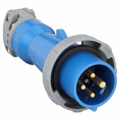 HUBBELL Pin and Sleeve Plug: Blue, 250V AC, Three Phase, 20 A, 3 Pole, 4 Wire - Watertight Plugs