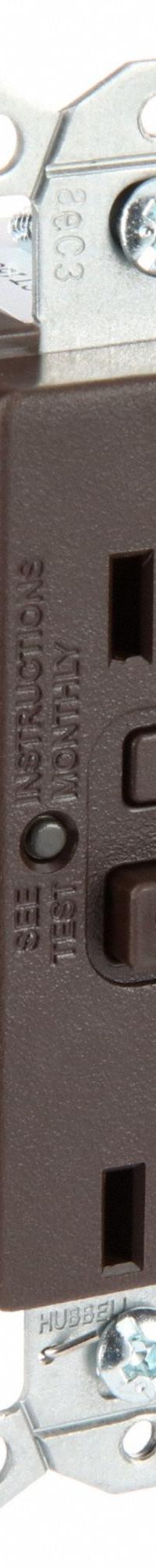HUBBELL GFCI Receptacle: Decorator Duplex, 5-15, Brown, GFCI, 125V AC, 15 A, 2 Pole / 3 Wire (MPN SNAPGF15GRY)