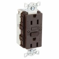 HUBBELL GFCI Receptacle: Decorator Duplex, 5-15, Brown, GFCI, 125V AC, 15 A, 2 Pole / 3 Wire (MPN SNAPGF15GRY)