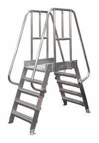 COTTERMAN Crossover Bridge: 4.7 ft Platform Ht, Aluminum, 500 lb Load Capacity, Diamond Plate (MPN 7SPA24A7C50P3). Key specifications — Brand: COTTERMAN; Color: Gray; Tread Type: Diamond Plate.