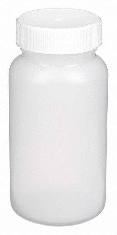 QORPAK Sampling Bottle: HDPE, 500 mL, 16.9 fl oz, Closure Included, Natural, 53-400 - HDPE Wide Mouth Round Lab Bottles