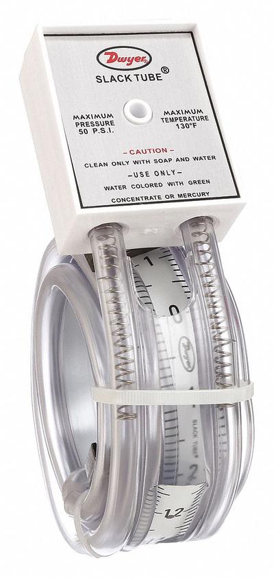 Dwyer Analog Manometer: Flex U-Tube, 1211-24, -12 in wc to 12 in wc - Portable Analog Manometers