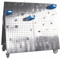 TRITON PRODUCTS A-Frame Pegboard Truck Kit: Square, 3/8 in Peg Holes, 27 in x 48 in x 46 in, Silver (MPN LBC-4SSH). Key specifications — Caster Wheel/Configuration: (2) Rigid; (2) Swivel; Color: Silver; Material: Stainless Steel; Brand: TRITON PRODUCTS.