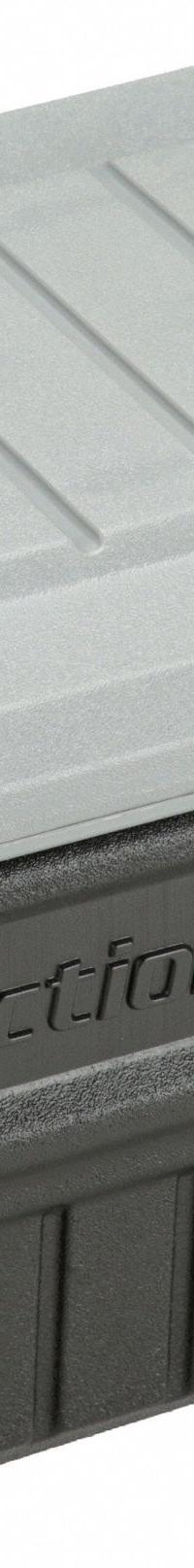 RUBBERMAID Attached Lid Tote: 8 gal, 20 in x 14 1/2 in x 12 in, Black Body, Gray Lid, Plastic (MPN RMAP080000). Key specifications — Material: Plastic; Brand: RUBBERMAID.