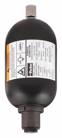 PARKER Bladder Accumulator: 58 cu in Fluid Volume, 58 cu in, 3,000 psi Max. Pressure, 4.5 in Dia (MPN BA002B3T01Y2GRG). Key specifications — attr98879: PARKER; attr95407: SAE #16 (1-5/16-12); attr95412: 32 to 200°F for Water and Water-Glycol.
