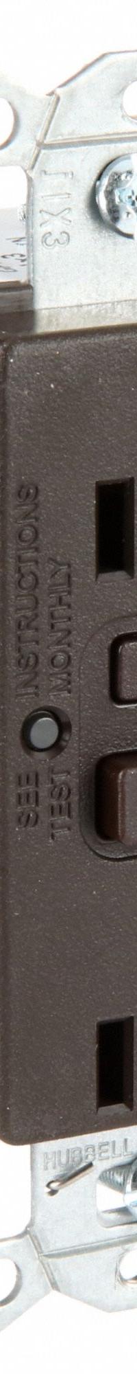HUBBELL GFCI Receptacle: Duplex, 5-15, Brown, GFCI, 125V AC, 15 A, 2 Pole / 3 Wire (MPN GFR15)