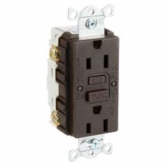 HUBBELL GFCI Receptacle: Duplex, 5-15, Brown, GFCI, 125V AC, 15 A, 2 Pole / 3 Wire (MPN GFR15)