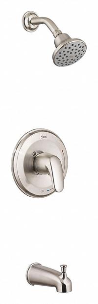 AMERICAN STANDARD Tub and Shower Trim Kit: Colony PRO, 1.75 gpm Fixed Showerhead Flow Rate, Nickel (MPN TU075508.295). Key specifications — Connection Type: FNPT; Series: Colony PRO; Showerhead Spray Patterns: Single.