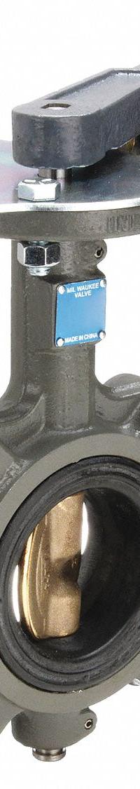 MILWAUKEE VALVE Butterfly Valve: 3 in Pipe Size, Concentric, 200 psi Max. Pressure (CWP), Lug, EPDM (MPN CL223E 3). Key specifications — Brand: MILWAUKEE VALVE; Handle Type: Lever; Disc Material: Aluminum Bronze Alloy.