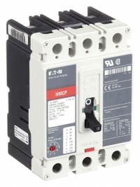 EATON Molded Case Circuit Breaker: 15 A Amps, 65kA at 600V AC, Fixed, ABC, Line/Load Lug, Std, HMCP (MPN HMCP015E0C). Key specifications — Series: HMCP; Max. AIR Rating: 65kA at 600V AC; Instantaneous Trip: Fixed; Phase Connection: ABC; Terminal Connection: Line/Load Lug; Frame Size: 250A/J.