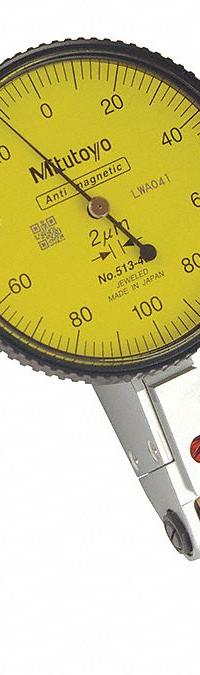 MITUTOYO Horizontal Dial Test Indicator: 0 mm to 0.2 mm, Horizontal, Metric, +/- 0.0005 in (MPN 513-405-10H). Key specifications — attr1184166: 8 mm Stem; attr1200917: Horizontal Dial Test Indicator; attr1184127: 513-405-10H; attr1184167: MITUTOYO; attr1184108: +/- 0.0005 in.